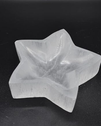 selenite charging star bowl white crystal, 10cm, hand carved