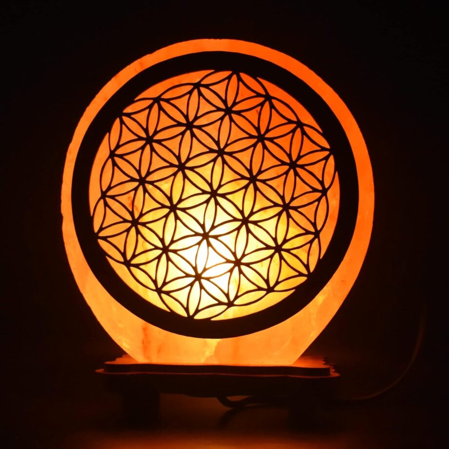 serenity gift himalayan pink salt lamp flower of life carved wooden scared geometry 5 6kg
