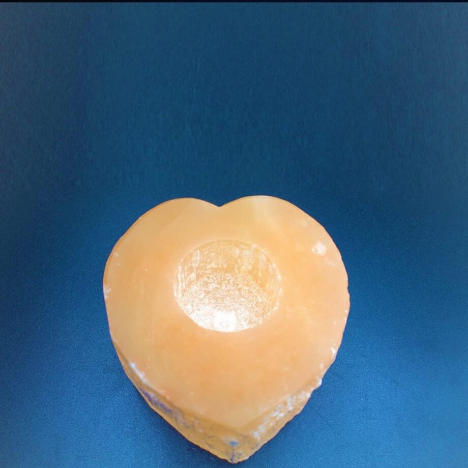 selenite heart tea light candle holder rock salt tea light holder