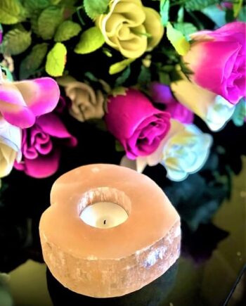selenite heart tea light candle holder rock salt tea light holder