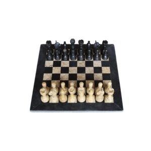 Fossil & Black Marble Chess Set