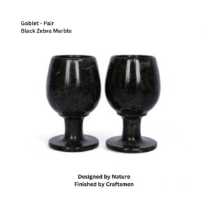 Black Zebra Marble Goblet Set
