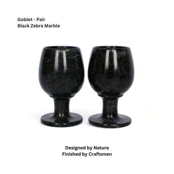 Black Zebra Marble Goblet Set