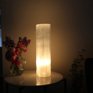 Selenite Cylinder Tower Lamp