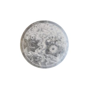 Selenite Round Engraved Disc