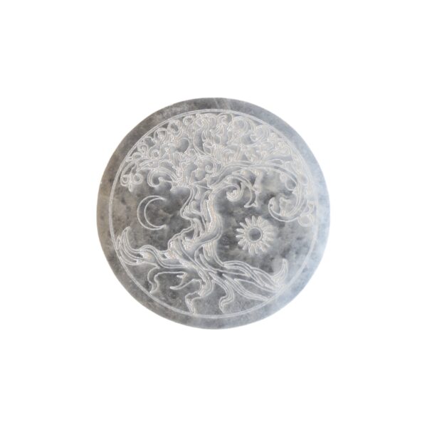 Selenite Round Engraved Disc