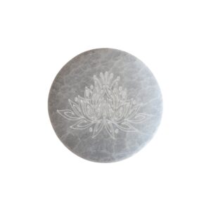 Selenite Round Engraved Charging Disc