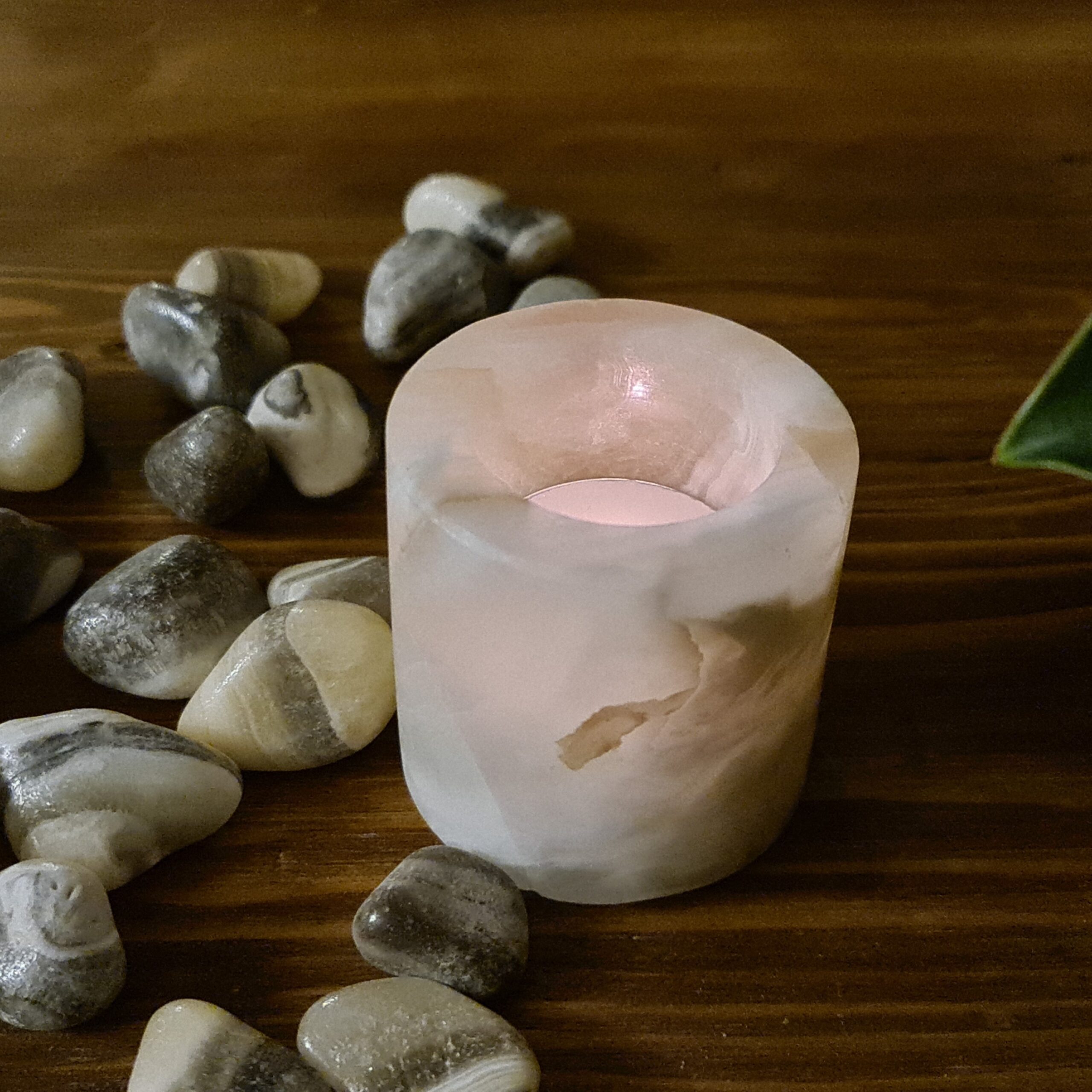 Aragonite Tea Light Holder – Crystal Cylinder Lamp Aragonite Tea Light Holder