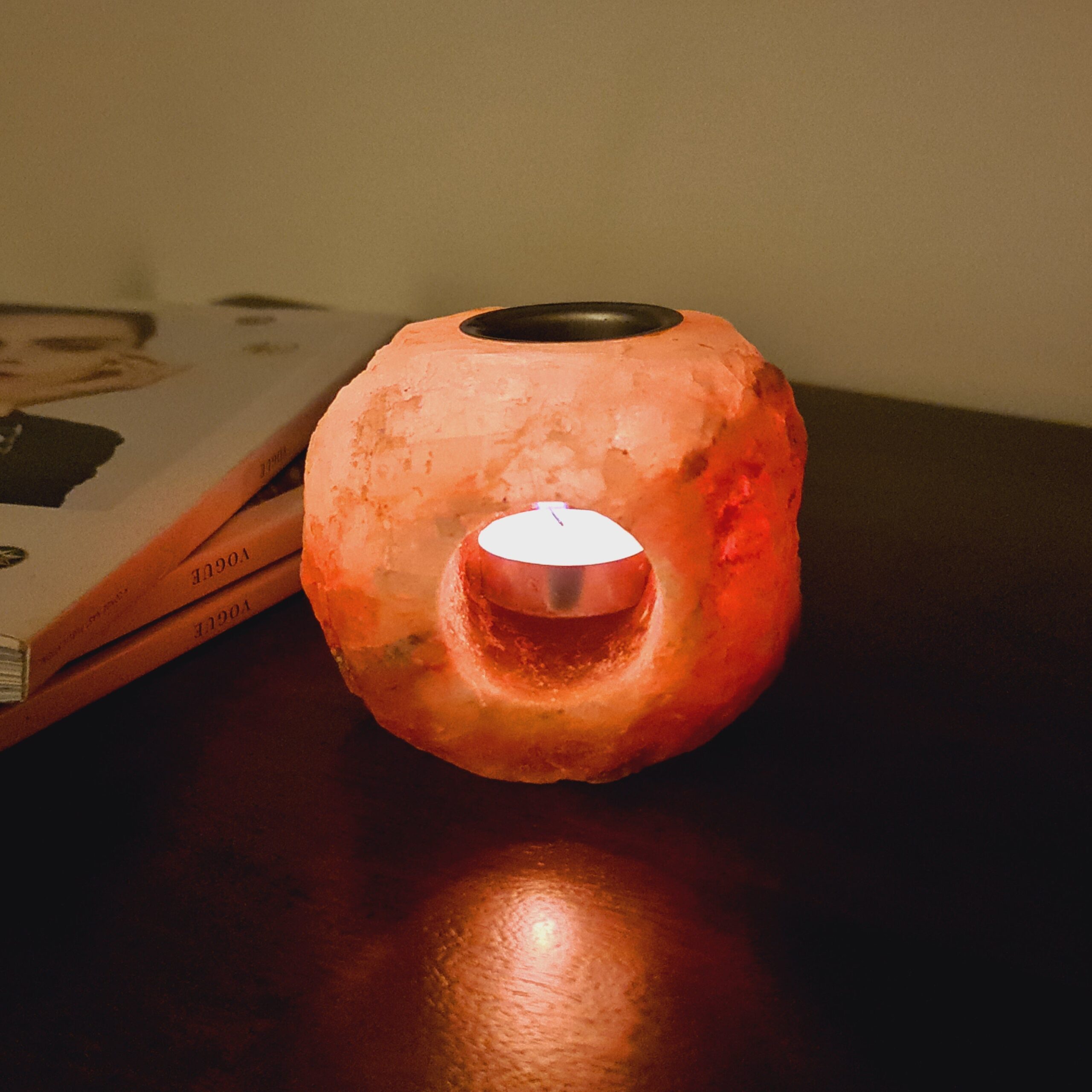 Himalayan Salt Tea Light Holder – Natural Oil Burner Himalayan Salt Tea Light Holder