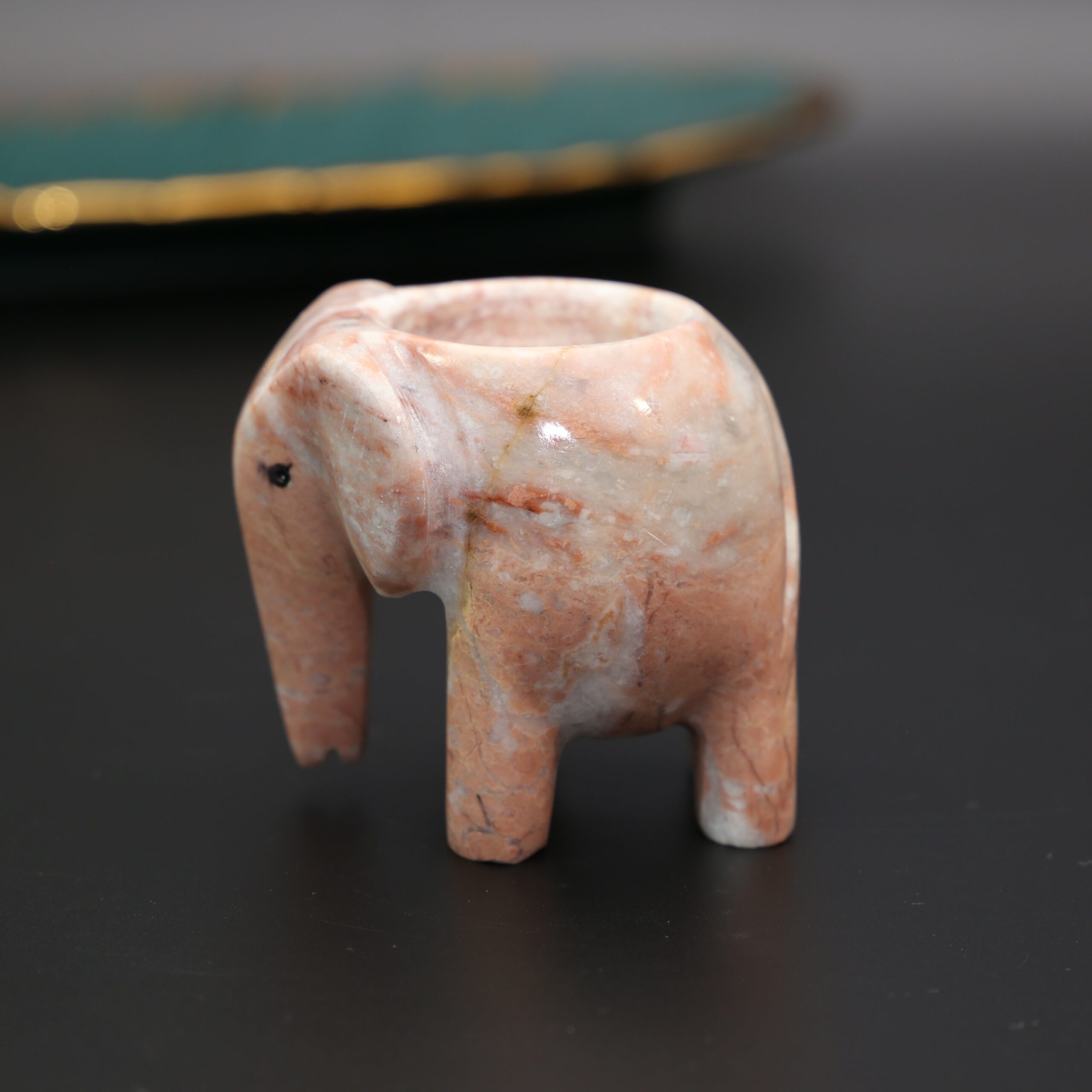 Pink Onyx Elephant Tea Light Holder – Handmade Décor Pink Onyx Elephant Tea Light Holder