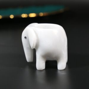 White Onyx Elephant Tea Light Holder