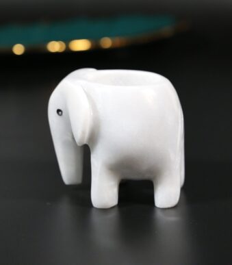White Onyx Elephant Tea Light Holder