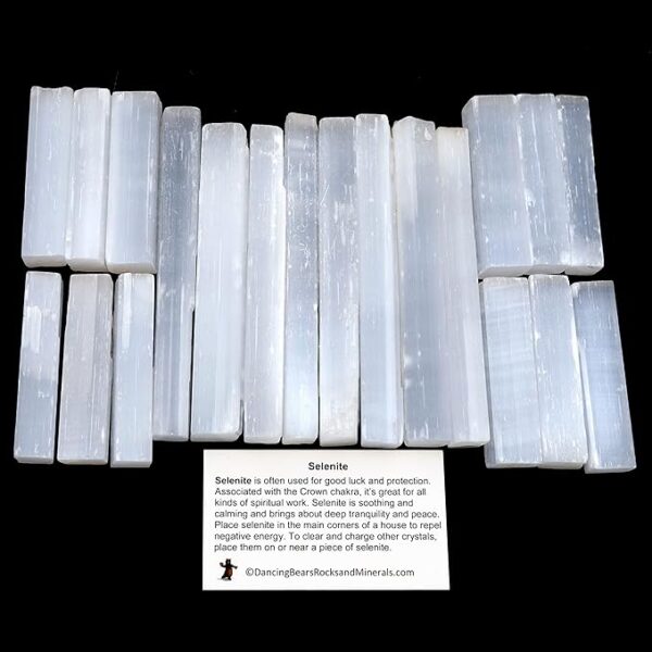 selenite sticks and black tourmaline