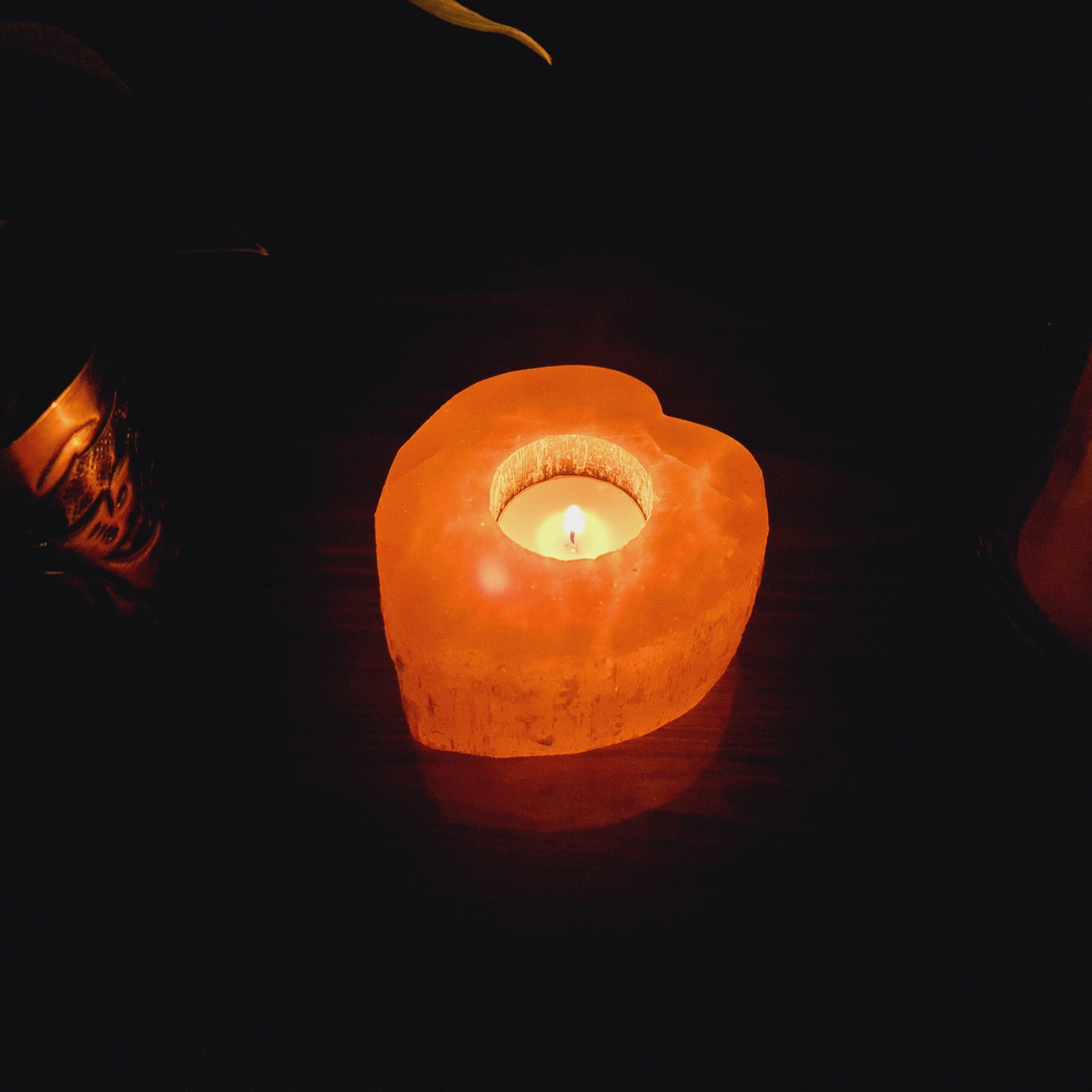 Orange Selenite Tealight Holder – Heart Shape Orange Selenite Tealight Holder
